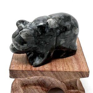 Larvikite Bear Carving Flashy high quality natural healing crystal carving stone